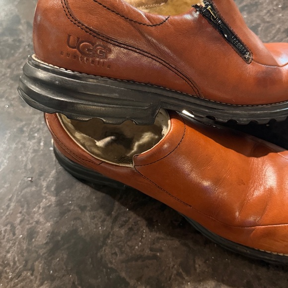 Ugg’s Brown Leather Slip-On Shoes - Picture 3 of 7
